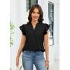 image:imageECOWISH Womens Summer Tops Dressy Casual Ruffle V Neck Short Sleeve Blouses Swiss Dot Flowy Shirt Trendy 2026Black