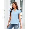 image:imageECOWISH Womens Summer Tops Dressy Casual Ruffle V Neck Short Sleeve Blouses Swiss Dot Flowy Shirt Trendy 2026Light Blue