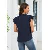 image:imageECOWISH Womens Summer Tops Dressy Casual Ruffle V Neck Short Sleeve Blouses Swiss Dot Flowy Shirt Trendy 2026Navy Blue