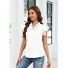 image:imageECOWISH Womens Summer Tops Dressy Casual Ruffle V Neck Short Sleeve Blouses Swiss Dot Flowy Shirt Trendy 2026White