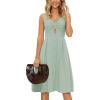 image:imageECOWISH Women 2026 Summer Dresses Tie Front VNeck Spaghetti Strap Button Down ALine Backless Swing Midi Dress494 Light Green