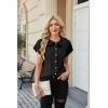 image:imageECOWISH Womens Button Up Shirt  Peter Pan Collar Frilled Short Sleeve Summer Tops Casual Cotton Retro Floral Blouse3498black