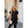 image:imageECOWISH Womens Button Up Shirt  Peter Pan Collar Frilled Short Sleeve Summer Tops Casual Cotton Retro Floral Blouse3498black