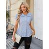 image:imageECOWISH Womens Button Up Shirt  Peter Pan Collar Frilled Short Sleeve Summer Tops Casual Cotton Retro Floral Blouse3498blue Flower