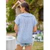 image:imageECOWISH Womens Button Up Shirt  Peter Pan Collar Frilled Short Sleeve Summer Tops Casual Cotton Retro Floral Blouse3498blue Flower