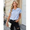 image:imageECOWISH Womens Button Up Shirt  Peter Pan Collar Frilled Short Sleeve Summer Tops Casual Cotton Retro Floral Blouse3498blue Flower