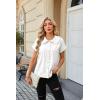image:imageECOWISH Womens Button Up Shirt  Peter Pan Collar Frilled Short Sleeve Summer Tops Casual Cotton Retro Floral Blouse3498white