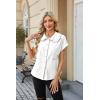 image:imageECOWISH Womens Button Up Shirt  Peter Pan Collar Frilled Short Sleeve Summer Tops Casual Cotton Retro Floral Blouse3498white
