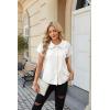 image:imageECOWISH Womens Button Up Shirt  Peter Pan Collar Frilled Short Sleeve Summer Tops Casual Cotton Retro Floral Blouse3498white