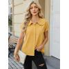 image:imageECOWISH Womens Button Up Shirt  Peter Pan Collar Frilled Short Sleeve Summer Tops Casual Cotton Retro Floral Blouse3498yellow Flower