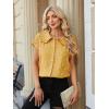 image:imageECOWISH Womens Button Up Shirt  Peter Pan Collar Frilled Short Sleeve Summer Tops Casual Cotton Retro Floral Blouse3498yellow Flower
