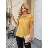 image:imageECOWISH Womens Button Up Shirt  Peter Pan Collar Frilled Short Sleeve Summer Tops Casual Cotton Retro Floral Blouse3498yellow Flower