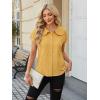 image:imageECOWISH Womens Button Up Shirt  Peter Pan Collar Frilled Short Sleeve Summer Tops Casual Cotton Retro Floral Blouse3498yellow Flower