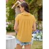 image:imageECOWISH Womens Button Up Shirt  Peter Pan Collar Frilled Short Sleeve Summer Tops Casual Cotton Retro Floral Blouse3498yellow Flower
