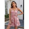 image:imageECOWISH Summer Dresses for Women 2026 VNeck Spaghetti Strap Bowknot Backless Sleeveless Lace Mini Swing Skater Dress3450 Pink