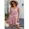 image:imageECOWISH Summer Dresses for Women 2026 VNeck Spaghetti Strap Bowknot Backless Sleeveless Lace Mini Swing Skater Dress3450 Pink