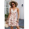 image:imageECOWISH Summer Dresses for Women 2026 VNeck Spaghetti Strap Bowknot Backless Sleeveless Lace Mini Swing Skater Dress3450 Red