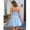 image:imageECOWISH Summer Dresses for Women 2026 VNeck Spaghetti Strap Bowknot Backless Sleeveless Lace Mini Swing Skater Dress3488light Blue