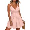 image:imageECOWISH Summer Dresses for Women 2026 VNeck Spaghetti Strap Bowknot Backless Sleeveless Lace Mini Swing Skater Dress3488orange
