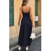 image:imageECOWISH Womens Summer Strapless Maxi Dress 2026 Off Shoulder Hollow Out Smocked A Line Tube Tiered Long Dresses3496 Navy Blue