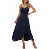image:imageECOWISH Womens Summer Strapless Maxi Dress 2026 Off Shoulder Hollow Out Smocked A Line Tube Tiered Long Dresses3496 Navy Blue