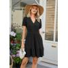 image:imageECOWISH Summer Dresses for Women 2026 Lace Hollow Out V Neck Short Sleeve Ruffle Casual Beach Vacation ALine Mini DressBlack