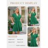 image:imageECOWISH Summer Dresses for Women 2026 Lace Hollow Out V Neck Short Sleeve Ruffle Casual Beach Vacation ALine Mini DressGreen