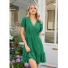 image:imageECOWISH Summer Dresses for Women 2026 Lace Hollow Out V Neck Short Sleeve Ruffle Casual Beach Vacation ALine Mini DressGreen