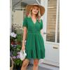 image:imageECOWISH Summer Dresses for Women 2026 Lace Hollow Out V Neck Short Sleeve Ruffle Casual Beach Vacation ALine Mini DressGreen