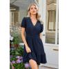 image:imageECOWISH Summer Dresses for Women 2026 Lace Hollow Out V Neck Short Sleeve Ruffle Casual Beach Vacation ALine Mini DressNavy Blue