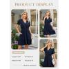 image:imageECOWISH Summer Dresses for Women 2026 Lace Hollow Out V Neck Short Sleeve Ruffle Casual Beach Vacation ALine Mini DressNavy Blue