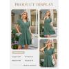 image:imageECOWISH Summer Dresses for Women 2026 Lace Hollow Out V Neck Short Sleeve Ruffle Casual Beach Vacation ALine Mini DressSage Green