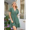 image:imageECOWISH Summer Dresses for Women 2026 Lace Hollow Out V Neck Short Sleeve Ruffle Casual Beach Vacation ALine Mini DressSage Green