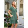 image:imageECOWISH Summer Dresses for Women 2026 Lace Hollow Out V Neck Short Sleeve Ruffle Casual Beach Vacation ALine Mini DressSage Green