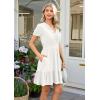 image:imageECOWISH Summer Dresses for Women 2026 Lace Hollow Out V Neck Short Sleeve Ruffle Casual Beach Vacation ALine Mini DressWhite