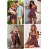 image:imageECOWISH Womens Summer Short Rompers Tie Front V Neck Short Sleeve Ruffle Hem Beach Romper Dress with Pockets 2026Bean Paste