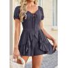image:imageECOWISH Womens Summer Short Rompers Tie Front V Neck Short Sleeve Ruffle Hem Beach Romper Dress with Pockets 2026Grey Purple