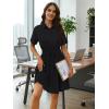 image:imageECOWISH Summer Button Mini Shirt Dresses for Women V Neck Short Sleeve Petite Work Casual Smocked Empire Waist Dress PocketsBlack