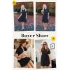 image:imageECOWISH Summer Button Mini Shirt Dresses for Women V Neck Short Sleeve Petite Work Casual Smocked Empire Waist Dress PocketsBlack