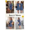 image:imageECOWISH Summer Button Mini Shirt Dresses for Women V Neck Short Sleeve Petite Work Casual Smocked Empire Waist Dress PocketsGray Blue