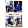 image:imageECOWISH Summer Button Mini Shirt Dresses for Women V Neck Short Sleeve Petite Work Casual Smocked Empire Waist Dress PocketsRoyal Blue