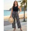 image:imageECOWISH Palazzo Pants for Women Casual Summer Loose Baggy Wide Leg Flowy High Waisted Polka Dot Trouser with Belt Pocket 2026160 Black Lightning