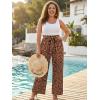 image:imageECOWISH Palazzo Pants for Women Casual Summer Loose Baggy Wide Leg Flowy High Waisted Polka Dot Trouser with Belt Pocket 2026160 Brown