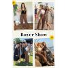 image:imageECOWISH Palazzo Pants for Women Casual Summer Loose Baggy Wide Leg Flowy High Waisted Polka Dot Trouser with Belt Pocket 2026160 Brown