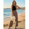 image:imageECOWISH Palazzo Pants for Women Casual Summer Loose Baggy Wide Leg Flowy High Waisted Polka Dot Trouser with Belt Pocket 2026160 Khaki Lightning