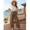 image:imageECOWISH Palazzo Pants for Women Casual Summer Loose Baggy Wide Leg Flowy High Waisted Polka Dot Trouser with Belt Pocket 2026160 Khaki Lightning