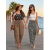 image:imageECOWISH Palazzo Pants for Women Casual Summer Loose Baggy Wide Leg Flowy High Waisted Polka Dot Trouser with Belt Pocket 2026160 Khaki Lightning