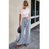 image:imageECOWISH Palazzo Pants for Women Casual Summer Loose Baggy Wide Leg Flowy High Waisted Polka Dot Trouser with Belt Pocket 2026Light Blue