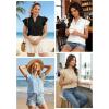 image:imageECOWISH Womens Summer Tops Dressy Casual Ruffle V Neck Short Sleeve Blouses Swiss Dot Boho Flowy Shirts 2026Black