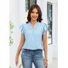 image:imageECOWISH Womens Summer Tops Dressy Casual Ruffle V Neck Short Sleeve Blouses Swiss Dot Boho Flowy Shirts 2026Light Blue